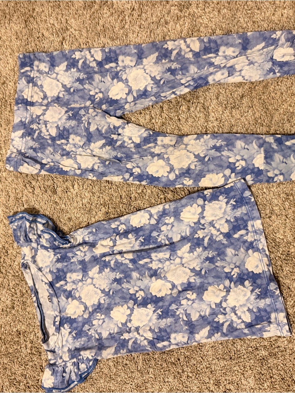Blue floral toddler pajama set bums & roses